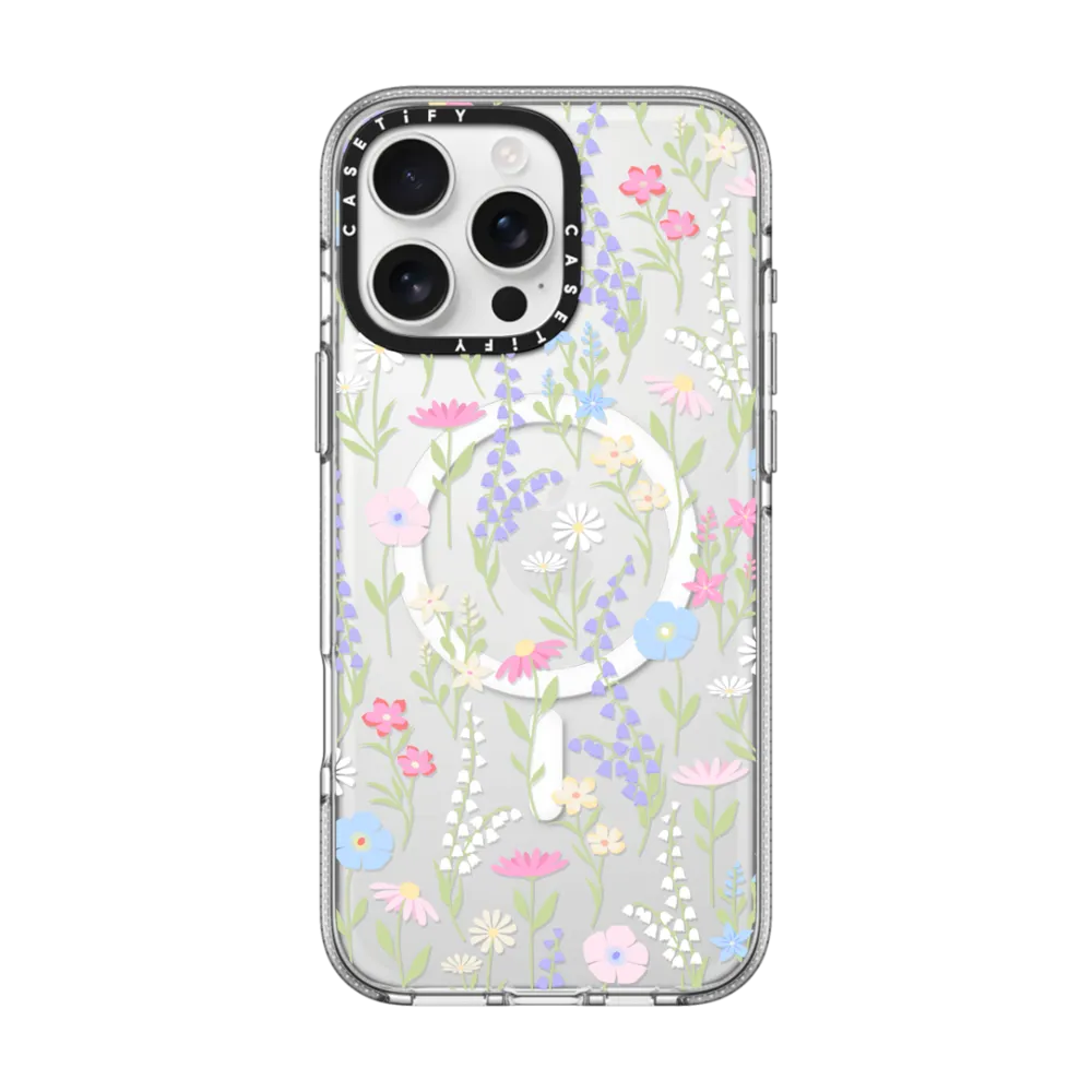 Clear iPhone 16 Pro Max Case MagSafe Compatible - pink pastel cute floral