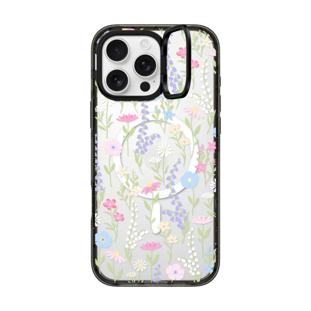 Impact Ring Stand iPhone 16 Pro Max Case MagSafe Compatible - pink pastel cute floral