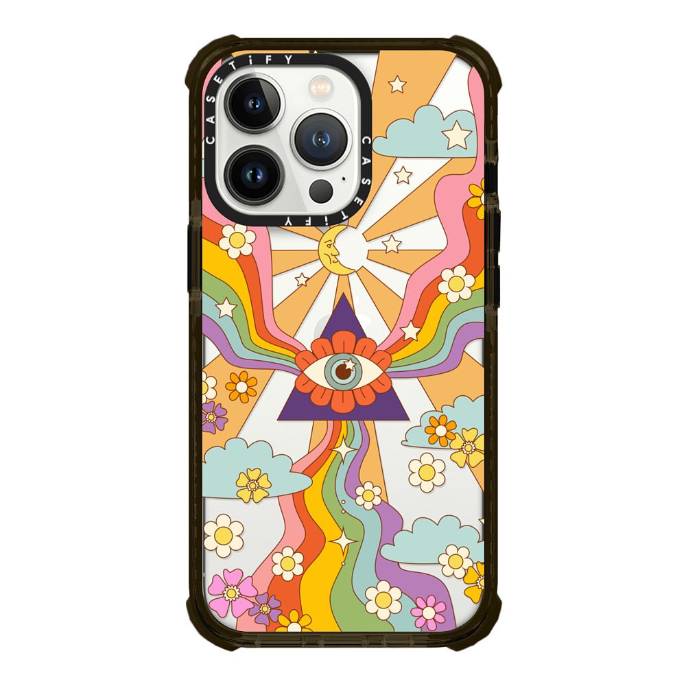 Ultra Impact iPhone 13 Pro Case - retro hippie boho rainbow