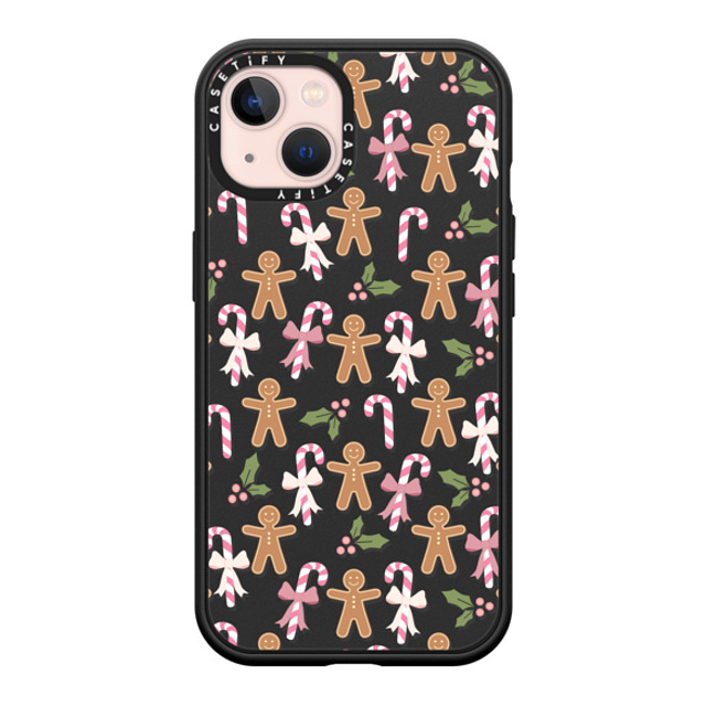 Marta Olga Klara x CASETiFY iPhone 13 ケース マットブラック インパクトケース MagSafe対応 pink xmas / gingerbread candy pattern