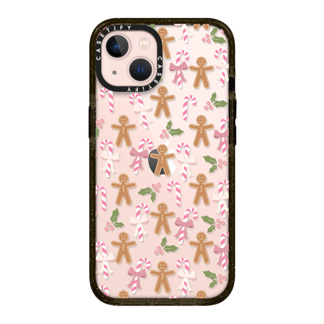 Marta Olga Klara x CASETiFY iPhone 13 ケース ブラック インパクトケース pink xmas / gingerbread candy pattern