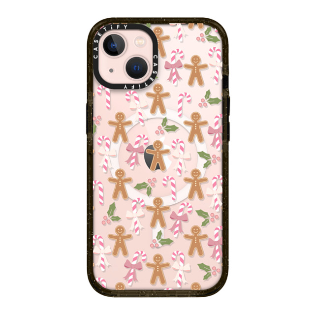 Marta Olga Klara x CASETiFY iPhone 13 ケース ブラック インパクトケース MagSafe対応 pink xmas / gingerbread candy pattern