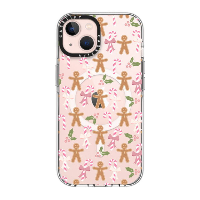 Marta Olga Klara x CASETiFY iPhone 13 ケース クリア クリア ケース MagSafe対応 pink xmas / gingerbread candy pattern