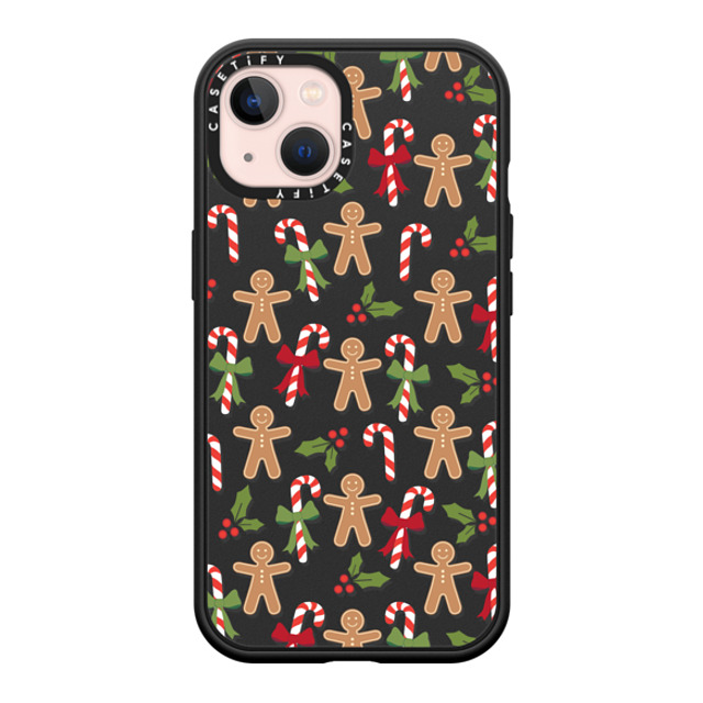 Marta Olga Klara x CASETiFY iPhone 13 ケース マットブラック インパクトケース MagSafe対応 xmas gingerbread candy pattern