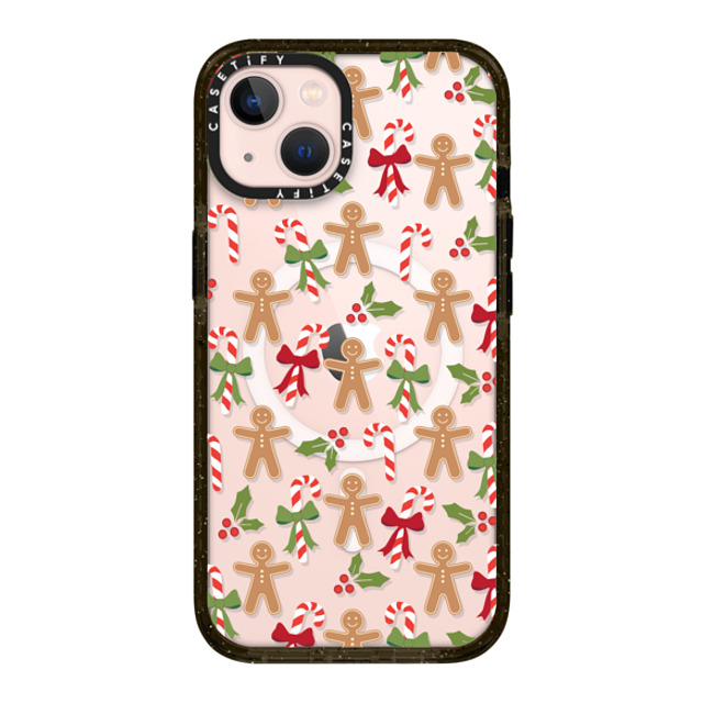 Marta Olga Klara x CASETiFY iPhone 13 ケース ブラック インパクトケース MagSafe対応 xmas gingerbread candy pattern