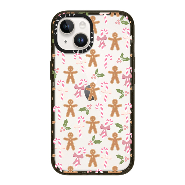 Marta Olga Klara x CASETiFY iPhone 14 ケース ブラック インパクトケース pink xmas / gingerbread candy pattern