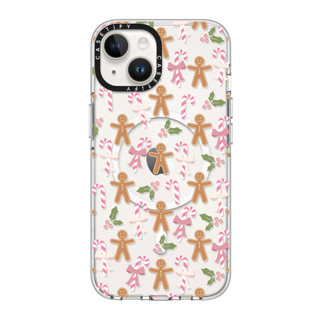 Marta Olga Klara x CASETiFY iPhone 14 ケース クリア クリア ケース MagSafe対応 pink xmas / gingerbread candy pattern