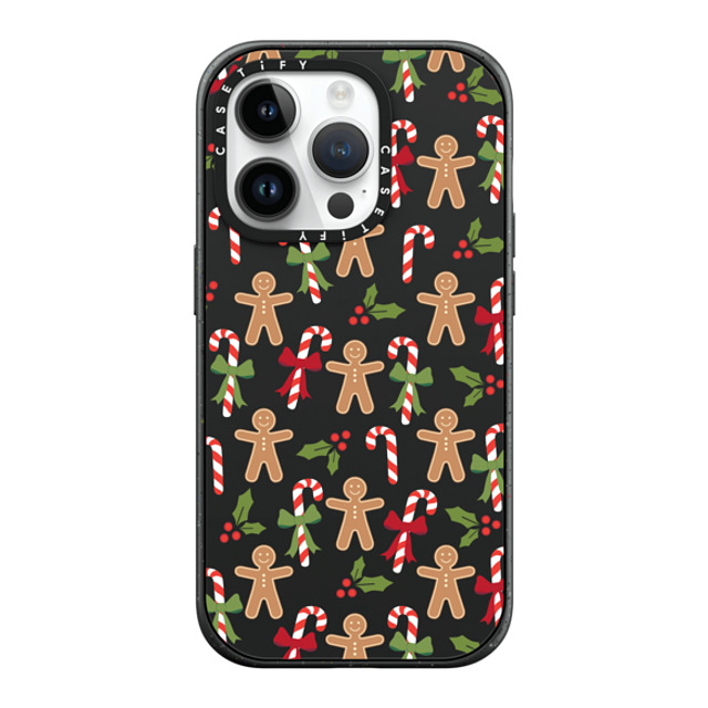 Marta Olga Klara x CASETiFY iPhone 14 Pro ケース マットブラック インパクトケース MagSafe対応 xmas gingerbread candy pattern