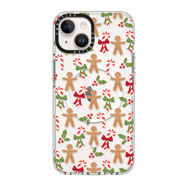 Marta Olga Klara x CASETiFY iPhone 14 Case Clear Clear Case MagSafe Compatible xmas gingerbread candy pattern Marta Olga Klara x CASETiFY iPhone 14 Case Clear Clear Case MagSafe Compatible xmas gingerbread candy pattern