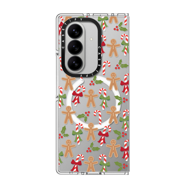 Marta Olga Klara x CASETiFY Galaxy Z Fold7 Case Floral,Food Clear Impact Clear Magnetic Case xmas gingerbread candy pattern