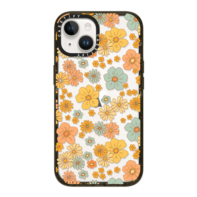 Marta Olga Klara x CASETiFY iPhone 14 ケース ブラック インパクトケース retro yellow floral pattern