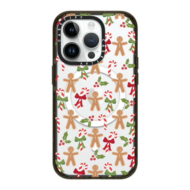 Marta Olga Klara x CASETiFY iPhone 14 Pro ケース ブラック インパクトケース MagSafe対応 xmas gingerbread candy pattern