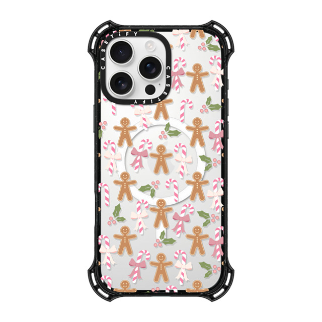 Marta Olga Klara x CASETiFY iPhone 16 Pro Max ケース ブラック バウンスケース pink xmas / gingerbread candy pattern