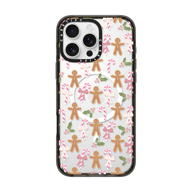 Marta Olga Klara x CASETiFY iPhone 16 Pro Max ケース ブラック インパクトケース MagSafe対応 pink xmas / gingerbread candy pattern