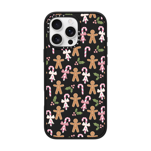 Marta Olga Klara x CASETiFY iPhone 16 Pro Max ケース マットブラック インパクトケース MagSafe対応 pink xmas / gingerbread candy pattern