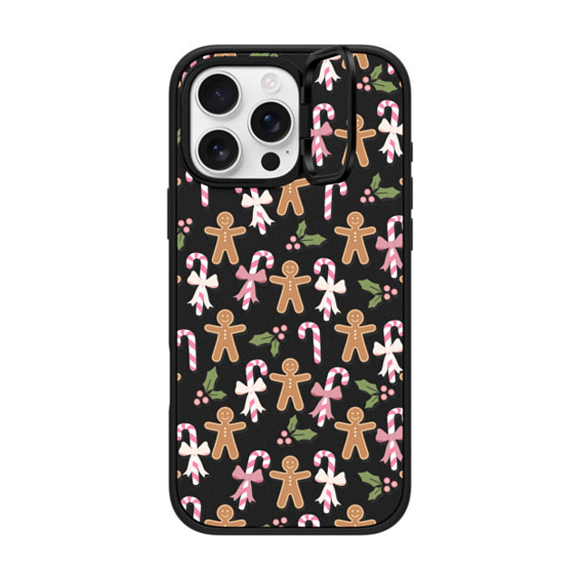 Marta Olga Klara x CASETiFY iPhone 16 Pro Max ケース マットブラック インパクトリングスタンドケース MagSafe対応 pink xmas / gingerbread candy pattern