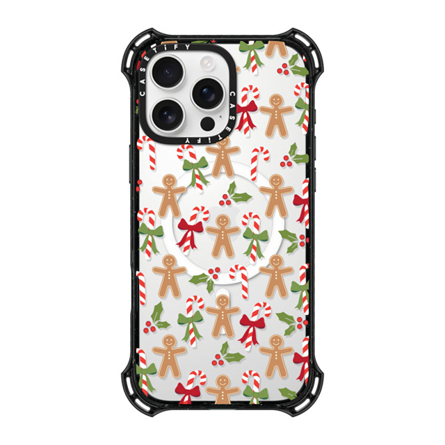 Marta Olga Klara x CASETiFY iPhone 16 Pro Max ケース ブラック バウンスケース xmas gingerbread candy pattern