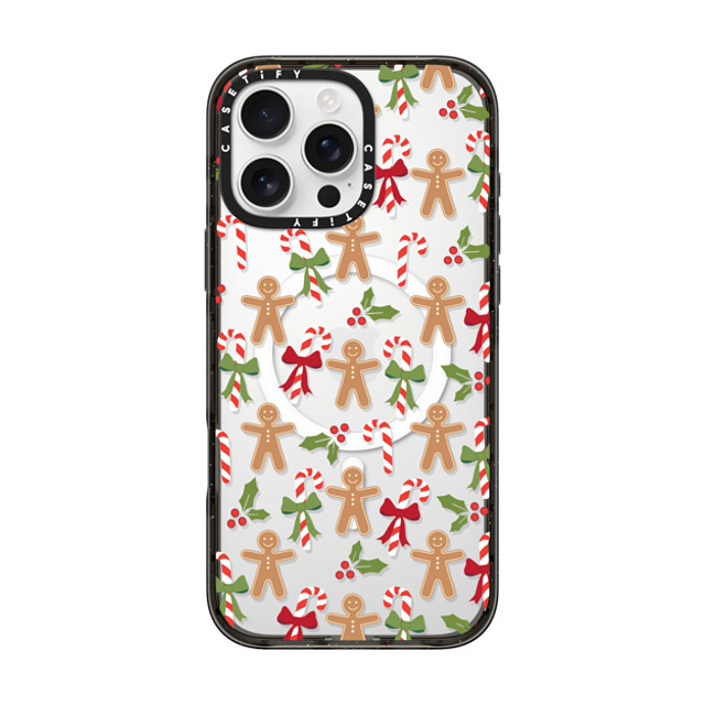 Marta Olga Klara x CASETiFY iPhone 16 Pro Max ケース ブラック インパクトケース MagSafe対応 xmas gingerbread candy pattern