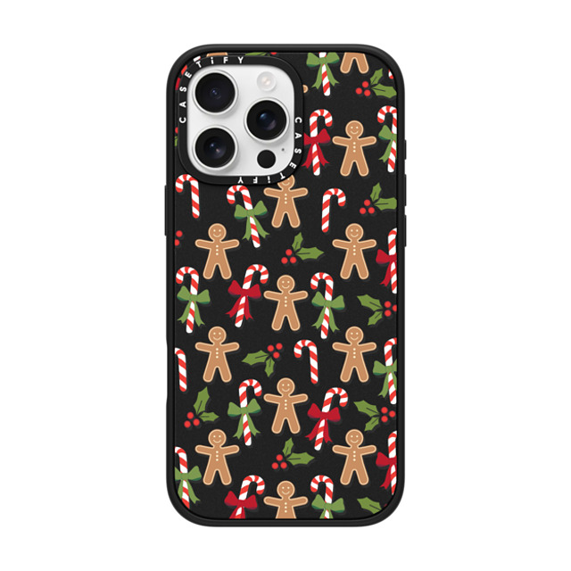 Marta Olga Klara x CASETiFY iPhone 16 Pro Max ケース マットブラック インパクトケース MagSafe対応 xmas gingerbread candy pattern