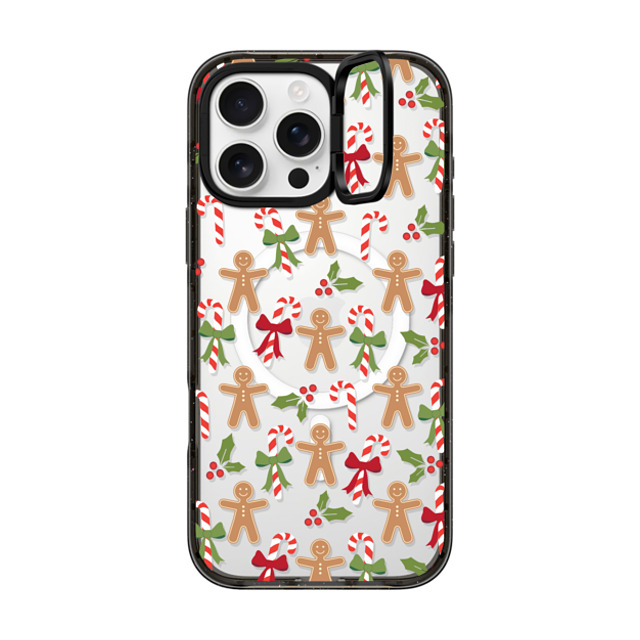 Marta Olga Klara x CASETiFY iPhone 16 Pro Max ケース ブラック インパクトリングスタンドケース MagSafe対応 xmas gingerbread candy pattern