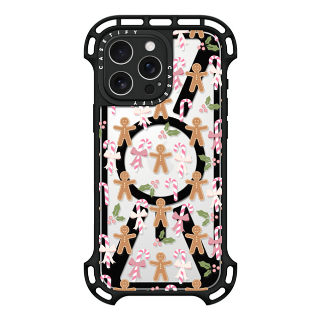 Marta Olga Klara x CASETiFY iPhone 16 Pro Max ケース ブラック ウルトラ バウンスケース MagSafe対応 pink xmas / gingerbread candy pattern