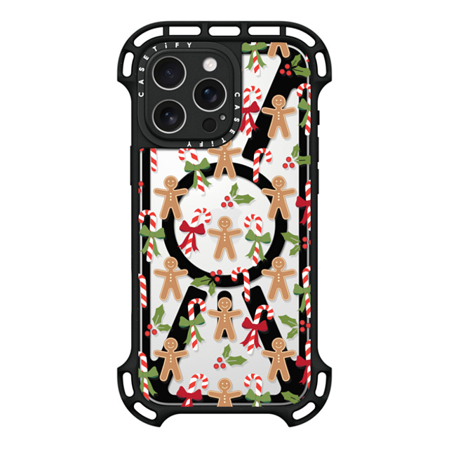 Marta Olga Klara x CASETiFY iPhone 16 Pro Max ケース ブラック ウルトラ バウンスケース MagSafe対応 xmas gingerbread candy pattern