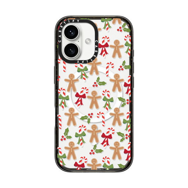 Marta Olga Klara x CASETiFY iPhone 16 ケース ブラック インパクトケース MagSafe対応 xmas gingerbread candy pattern