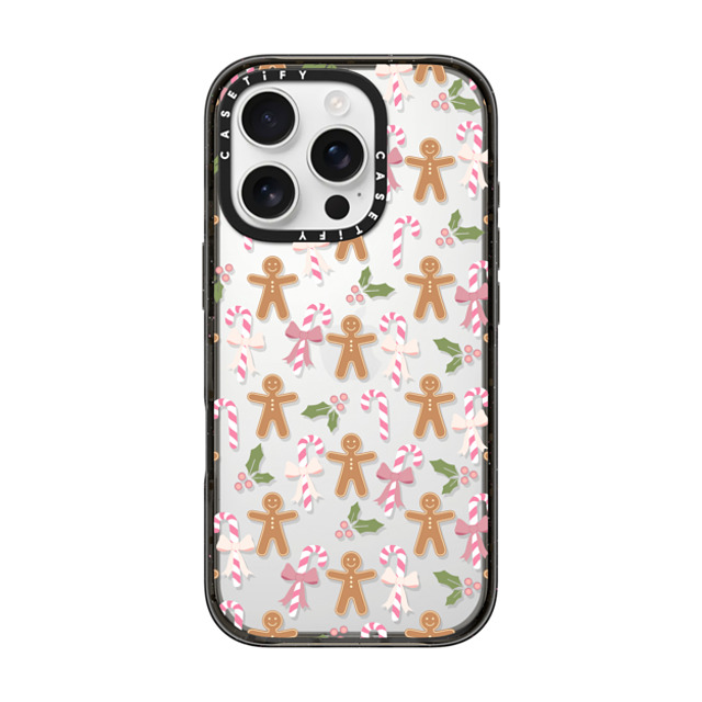 Marta Olga Klara x CASETiFY iPhone 16 Pro ケース ブラック インパクトケース pink xmas / gingerbread candy pattern