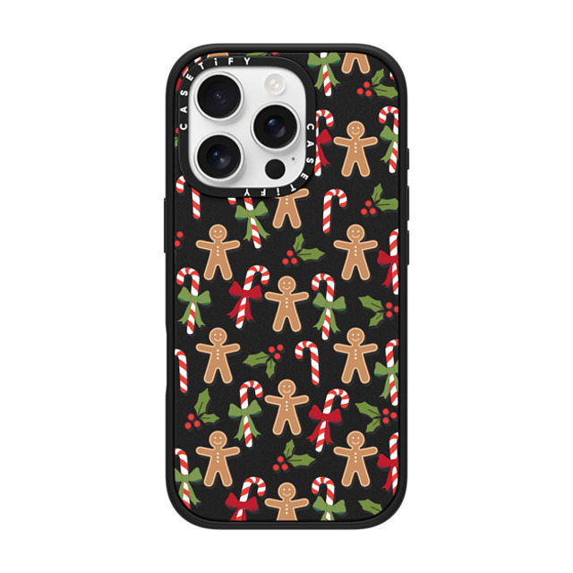 Marta Olga Klara x CASETiFY iPhone 16 Pro ケース マットブラック インパクトケース MagSafe対応 xmas gingerbread candy pattern