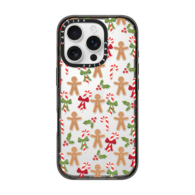 Marta Olga Klara x CASETiFY iPhone 16 Pro ケース ブラック インパクトケース xmas gingerbread candy pattern