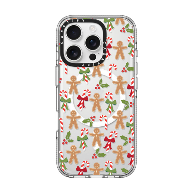 Marta Olga Klara x CASETiFY iPhone 16 Pro ケース クリア クリア ケース MagSafe対応 xmas gingerbread candy pattern