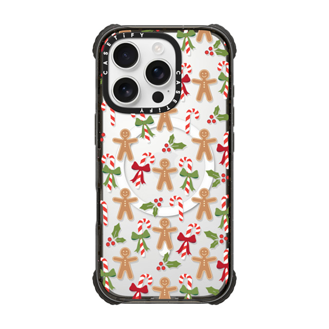 Marta Olga Klara x CASETiFY iPhone 16 Pro Case Black ウルトラ インパクトケース MagSafe 対応 xmas gingerbread candy pattern Marta Olga Klara x CASETiFY iPhone 16 Pro Case Black ウルトラ インパクトケース MagSafe 対応 xmas gingerbread candy pattern