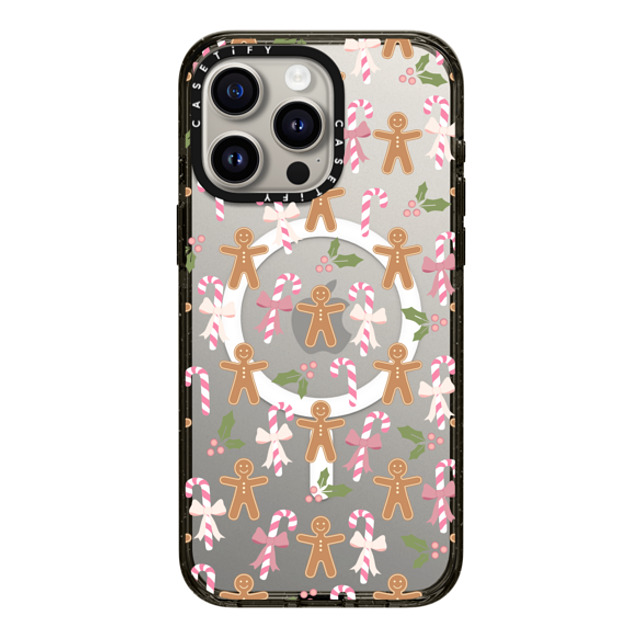 Marta Olga Klara x CASETiFY iPhone 15 Pro Max ケース ブラック インパクトケース MagSafe対応 pink xmas / gingerbread candy pattern