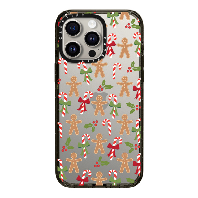 Marta Olga Klara x CASETiFY iPhone 15 Pro Max ケース ブラック インパクトケース xmas gingerbread candy pattern