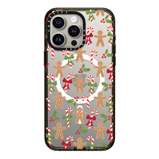 Marta Olga Klara x CASETiFY iPhone 15 Pro Max ケース ブラック インパクトケース MagSafe対応 xmas gingerbread candy pattern