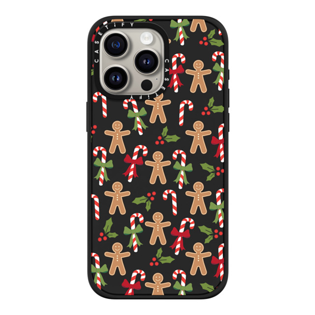 Marta Olga Klara x CASETiFY iPhone 15 Pro Max ケース マットブラック インパクトケース MagSafe対応 xmas gingerbread candy pattern