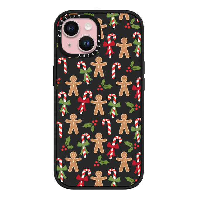 Marta Olga Klara x CASETiFY iPhone 15 ケース マットブラック インパクトケース MagSafe対応 xmas gingerbread candy pattern