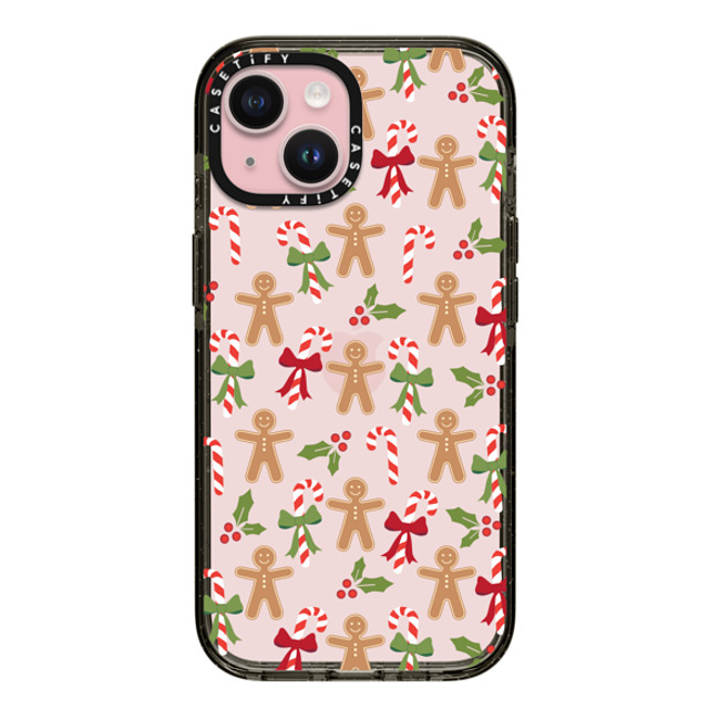 Marta Olga Klara x CASETiFY iPhone 15 ケース ブラック インパクトケース xmas gingerbread candy pattern