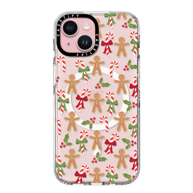 Marta Olga Klara x CASETiFY iPhone 15 ケース クリア クリア ケース MagSafe対応 xmas gingerbread candy pattern