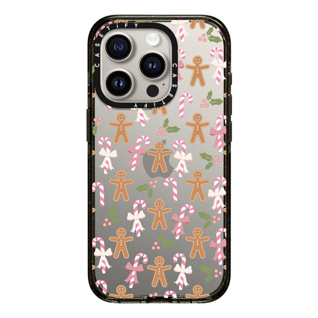 Marta Olga Klara x CASETiFY iPhone 15 Pro ケース ブラック インパクトケース pink xmas / gingerbread candy pattern