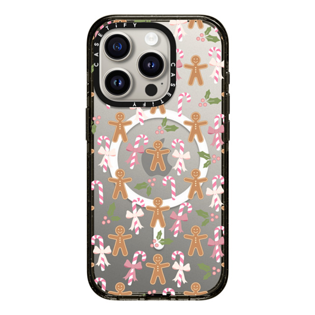 Marta Olga Klara x CASETiFY iPhone 15 Pro ケース ブラック インパクトケース MagSafe対応 pink xmas / gingerbread candy pattern