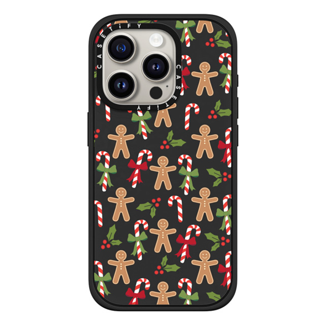 Marta Olga Klara x CASETiFY iPhone 15 Pro ケース マットブラック インパクトケース MagSafe対応 xmas gingerbread candy pattern