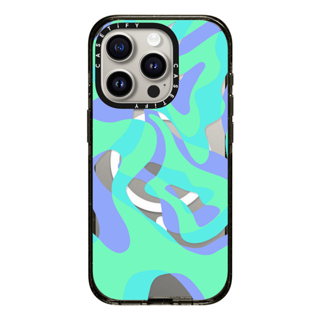 Marta Olga Klara x CASETiFY iPhone 15 Pro ケース Floral,Pattern ブラック インパクトケース MagSafe対応 neon green retro zig zag Father's Day Marta Olga Klara x CASETiFY iPhone 15 Pro ケース Floral,Pattern ブラック インパクトケース MagSafe対応 neon green retro zig zag Father's Day