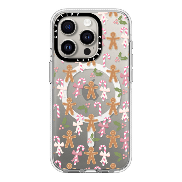 Marta Olga Klara x CASETiFY iPhone 15 Pro ケース クリア クリア ケース MagSafe対応 pink xmas / gingerbread candy pattern