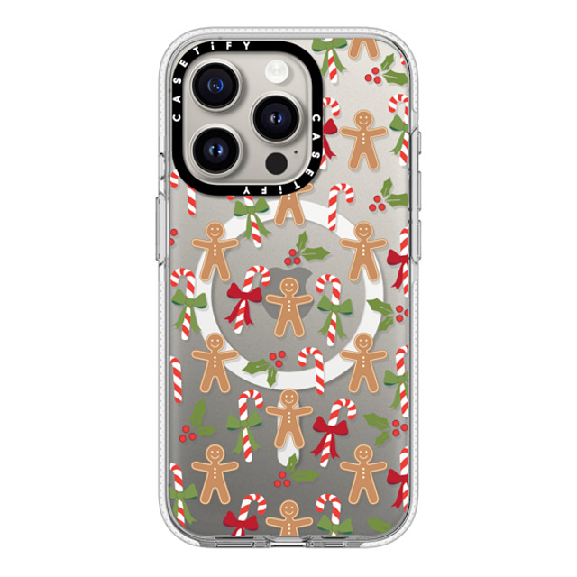 Marta Olga Klara x CASETiFY iPhone 15 Pro ケース クリア クリア ケース MagSafe対応 xmas gingerbread candy pattern