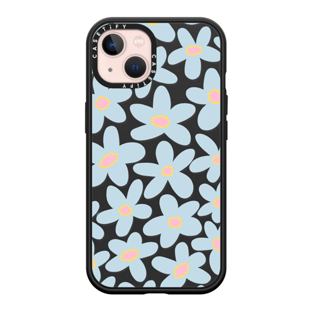 Marta Olga Klara x CASETiFY iPhone 13 ケース マットブラック インパクトケース MagSafe対応 sixties Blue bold floral