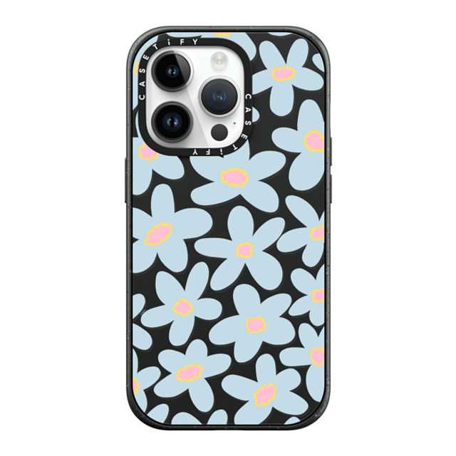 Marta Olga Klara x CASETiFY iPhone 14 Pro ケース マットブラック インパクトケース MagSafe対応 sixties Blue bold floral