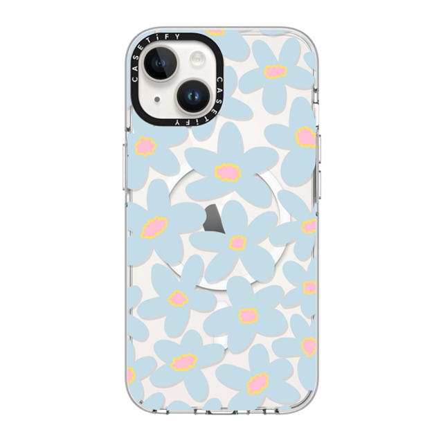 Marta Olga Klara x CASETiFY iPhone 14 ケース クリア クリア ケース MagSafe対応 sixties Blue bold floral