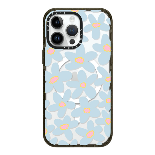 Marta Olga Klara x CASETiFY iPhone 14 Pro Max ケース ブラック インパクトケース MagSafe対応 sixties Blue bold floral