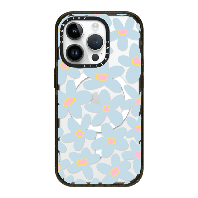 Marta Olga Klara x CASETiFY iPhone 14 Pro ケース ブラック インパクトケース MagSafe対応 sixties Blue bold floral